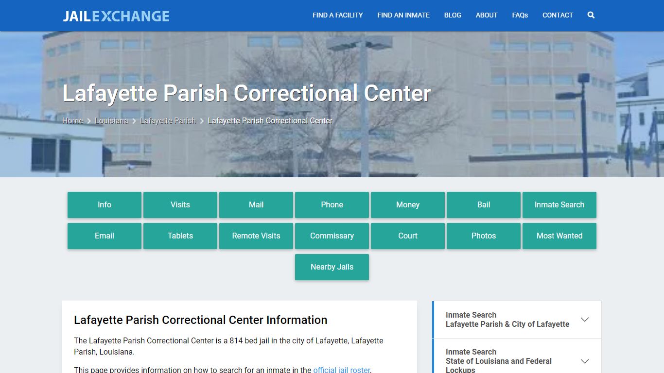 Lafayette Parish Correctional Center, LA Inmate Search, Information